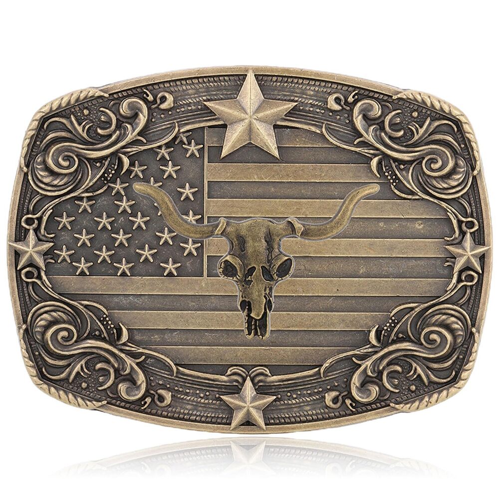 3476 Western Cowboy Belt Buckles Vintage Skull Longhorn Rodeo American Flag